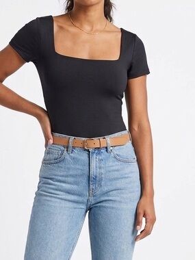 HOUSE OFHARLOW 1960 Black Thong Bodysuit